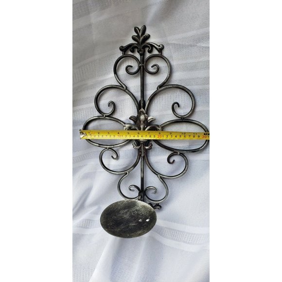 Iron Scroll Candle Holder Sconce Wall Mount. 3-Wick Candle. Fleur De Lis Decor - Picture 5 of 7